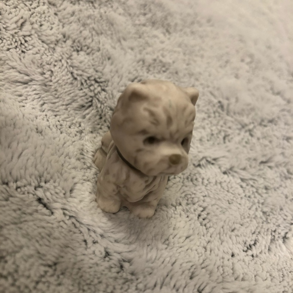 Cute tiny porcelain dog collectible display item